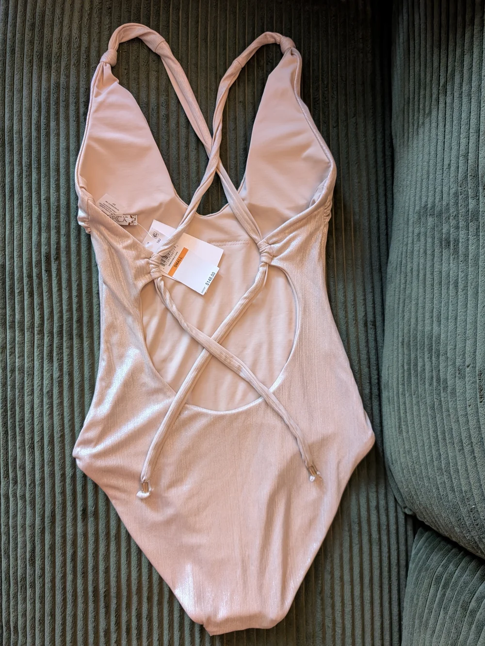 Gold One-Piece Swimsuit with Crisscross Back